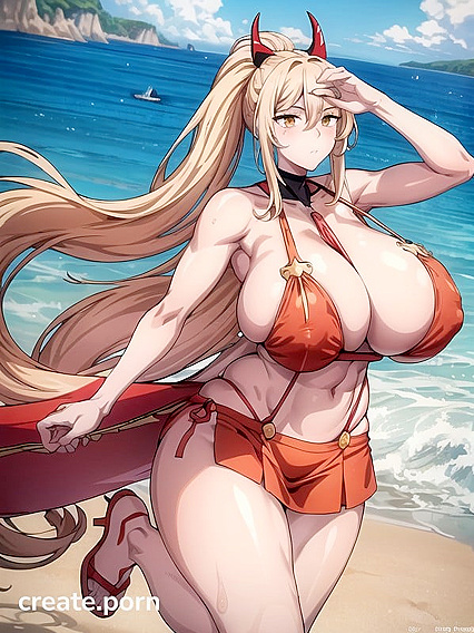 Power from Chainsaw Man Shows Off Her Perfect Thighs in Erotic Handjob Hentai Image