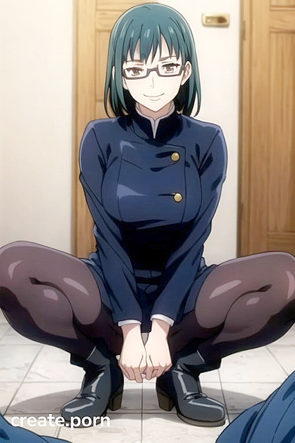 Maki Zenin from Jujutsu Kaisen Poses Seductively in Pet Play Hentai Image