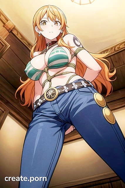 Nami from One Piece Bound and Nude in Erotic Shibari hentai Adventures