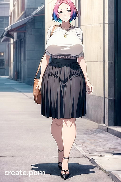 Short-Haired Beauty in Mini Skirt Enjoying Big-Thick hentai Picture