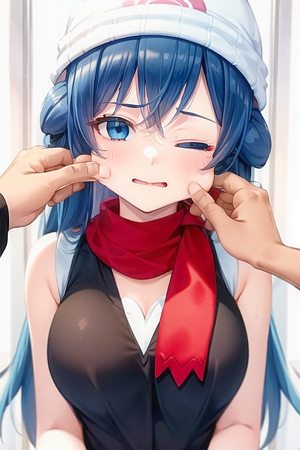 Dawn from Pokémon Gets Her Cheeks Pinched in Steamy Hentai Picture