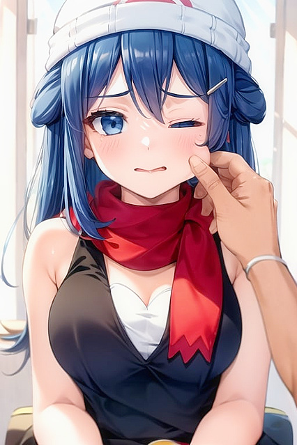 Dawn from Pokémon Gets Her Cheeks Pinched in Steamy Hentai Picture