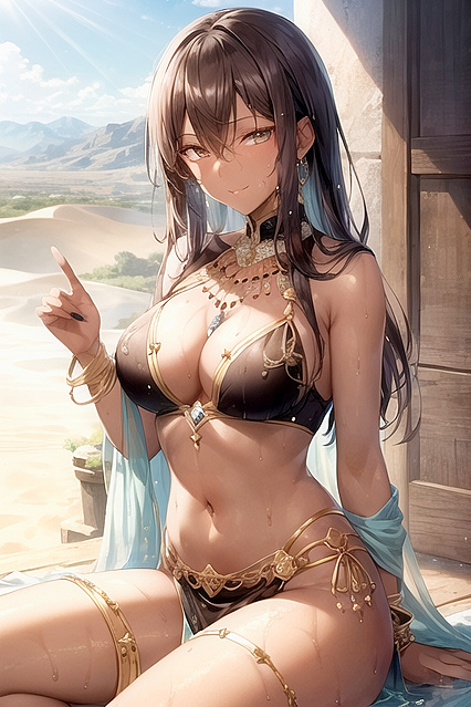 Belly Dancer Gives Seductive Winks While Sitting Down in Erotic Hentai Action