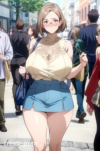Embarrassed Woman Shows Off Her Massive Ass in Crowded hentai Scene