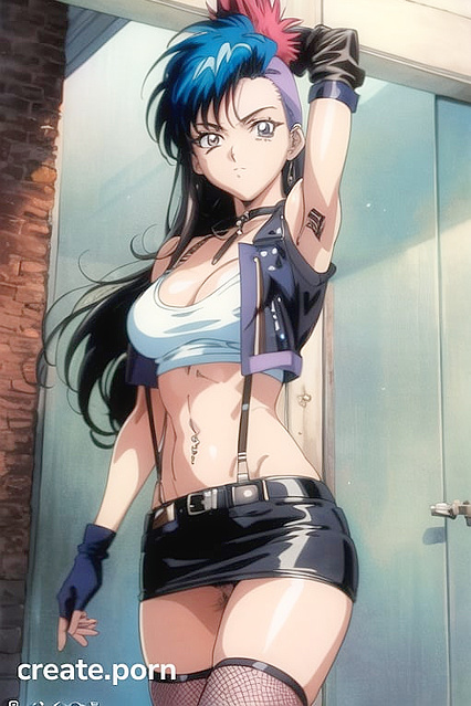 Eyebrow Pierced Babe in Miniskirt and Fishnets for Steamy Hentai Action
