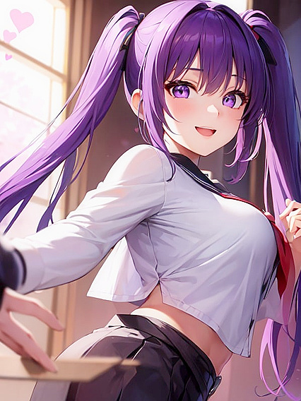 Elated Hentai AI Action with in Purple Hair and Uniform
