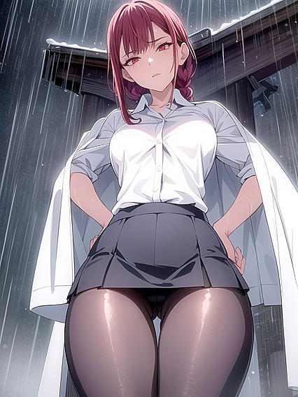 Small Breasts and Multiple Asses Soak in the Rain for Steamy hentai Pleasure