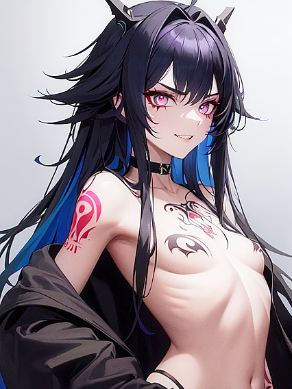 Vibrant Overcoat and Multi-Colored Eyes in Mind-Blowing Hentai Action