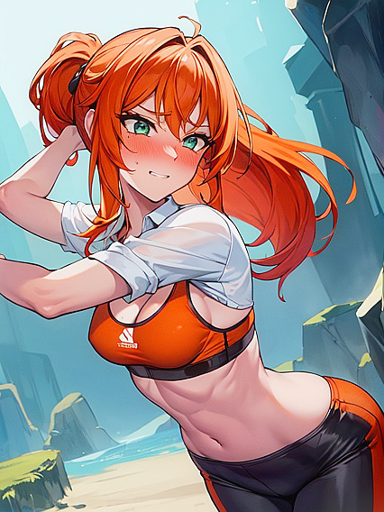 Fit Woman with Light Brown Skin Stands Tall in Seductive Hentai Scenes