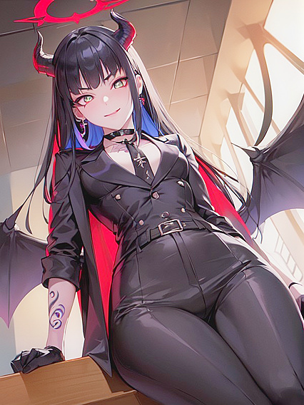 Villainess with Earrings and Feathered Demon Wings in Seductive Hentai Scenes