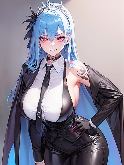 Goth Babe with Seductive Eyes and Pocketed Hands in Hentai Fantasy