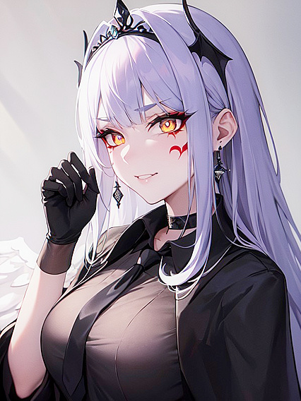 Feathered Demon Wings Spread Wide in Seductive Front View Hentai Pleasure