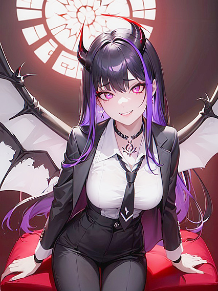 Grinning With a Wide Smile, Arms Crossed in Seductive Hentai Action