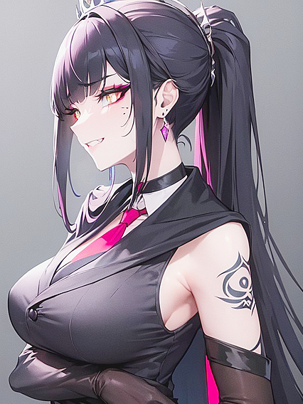 Grinning Beauty with Multi-Colored Hair Choked for Intense Hentai Pleasure