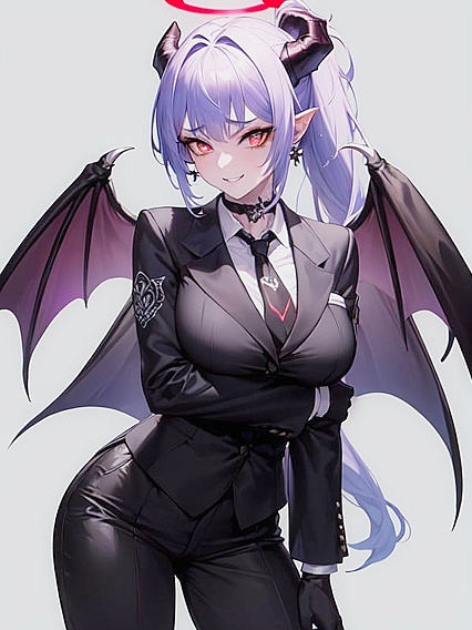 Girl 18+ with Intricate Facial Tattoo and Bangs Shows Off Fangs in Busty Hentai Scene