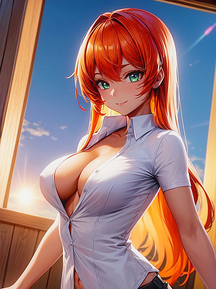 Ginger With Light Brown Skin Stands for Sensual Hentai Pleasure
