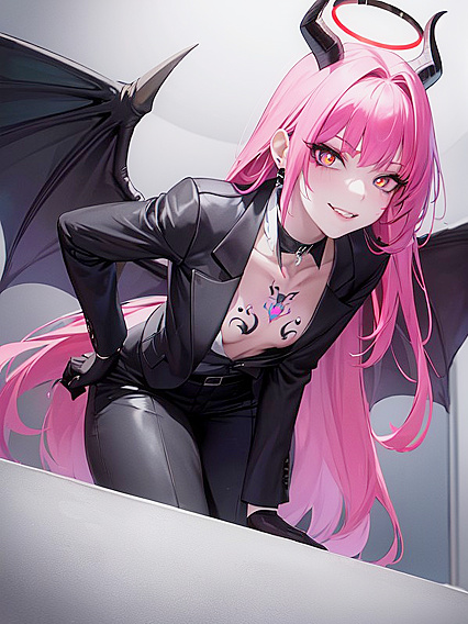 Vampire's Seductive Smile and Tight Black Tie in Sultry Hentai Action