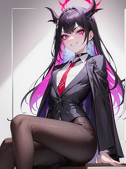 Seductive Villainess in Black Tie Bites Down for Steamy Vampire Hentai Action