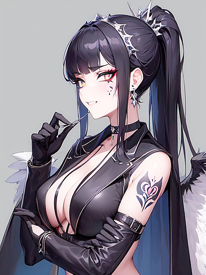 Demon-Winged Seductress in Cape Teases in Sensual SFW Hentai Action