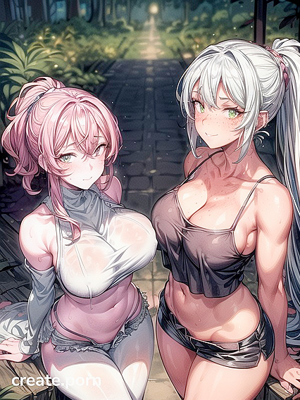 Girl 18+s Embrace Passionately with Busty Shots and Raised Legs in hentai AI Action