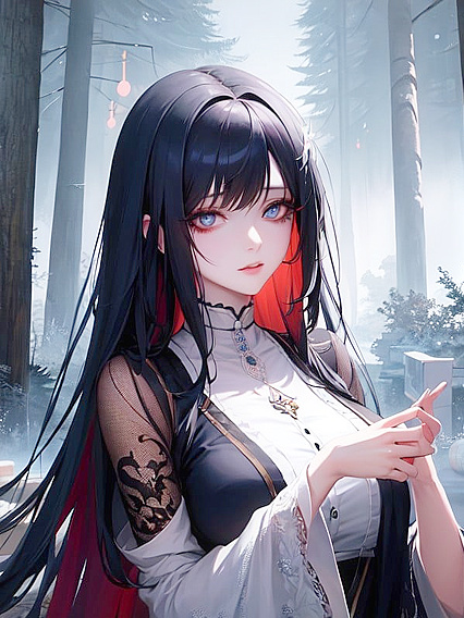 Tasteful Black-Haired Beauty in a Dreamy, Surreal Landscape for"value" Hentai Pleasure