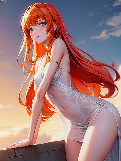 Ginger Beauty Leans Forward for Intense Hentai Pleasure