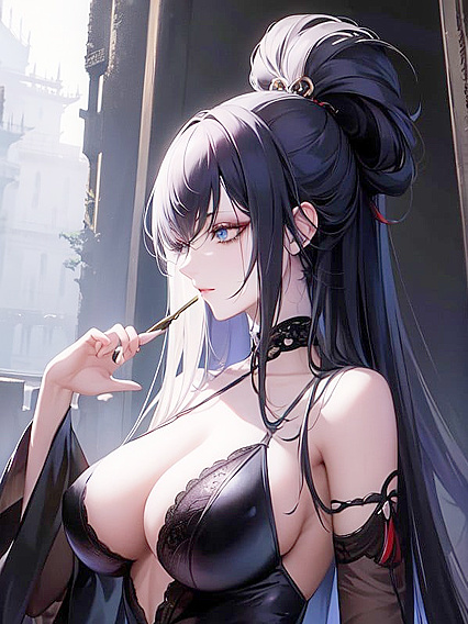 Long Hair Flows like Lanterns in a Misty Forest: Her Powerful yet Serene Aura in Hentai AIPorn