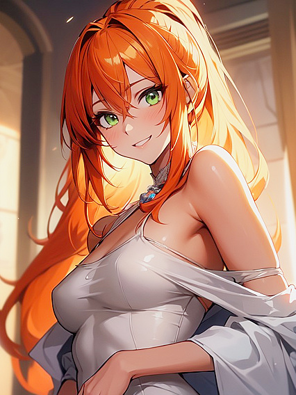 Ginger Beauty in a Wedding Dress Takes on Long-Length Hentai Action