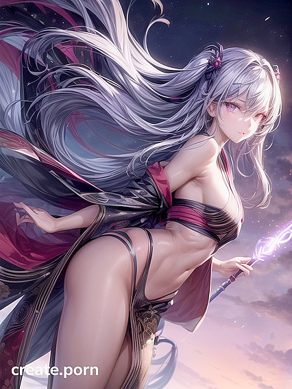 Purple-Eyed Beauty Takes Center Stage in Front View Hentai Fantasy