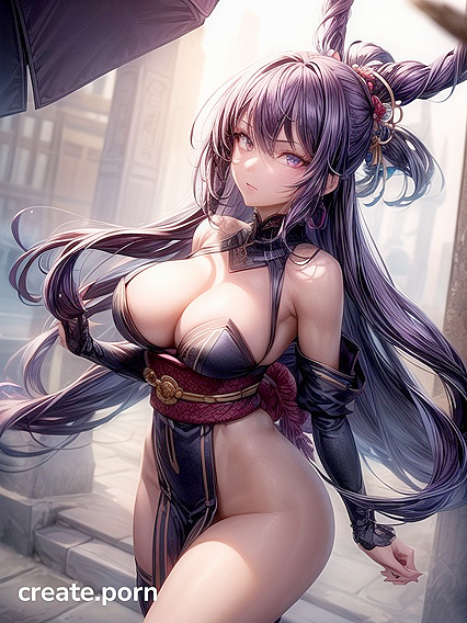 Glowing-Eyed Beauty Shows Off Her Large Ass in Stand-Up Hentai Action