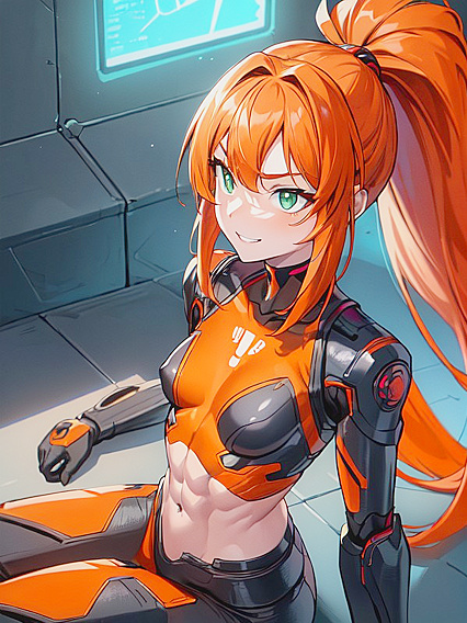 Ponytailed Cutie with Small Breasts Enjoying SFW Hentai Pleasure