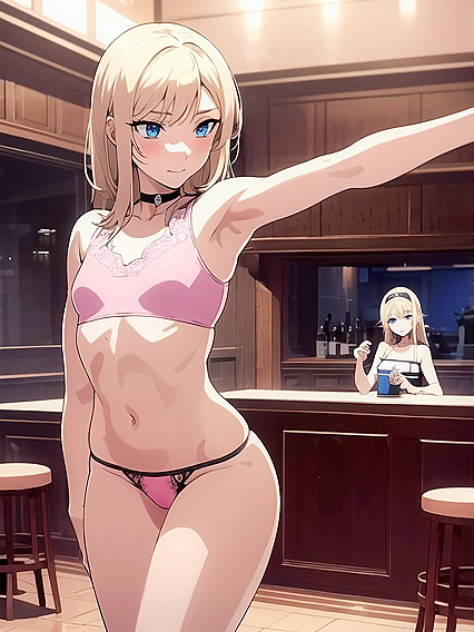Mischievously Blushing Girl 18+ in Pink Thong Shows Off Her Tiny 18+ Ass in Hentai AIPorn
