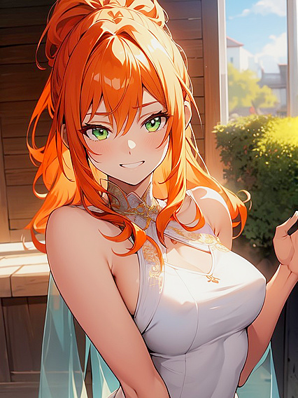 Seductive Green-Eyed Beauty with Ponytail Enjoys Intense Hentai Pleasure