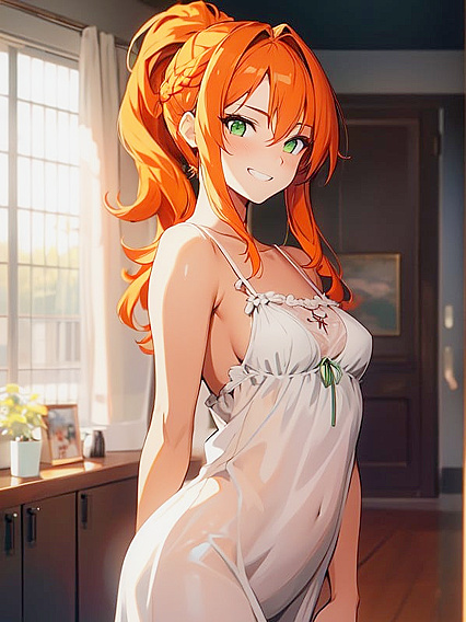 Warm Grin and Seductive Green Eyes Heat up Your Hentai Fantasy Experience