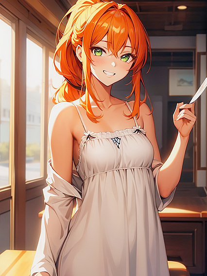 Grinning Beauty with Ponytail Enjoying Intense Hentai Pleasure