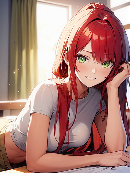 Red-Haired Beauty with Green Eyes Enjoys Intense Warm Anime Pleasure