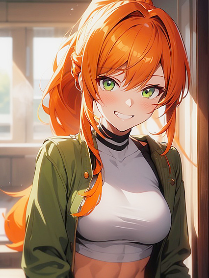 Grinning Girl 18+ with Ponytail Enjoying Intense Hentai Pleasure