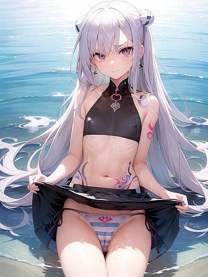 Elegant Hands Adjust Vibrant Underwear with Sparkling Earrings in Seductive Hentai Scene