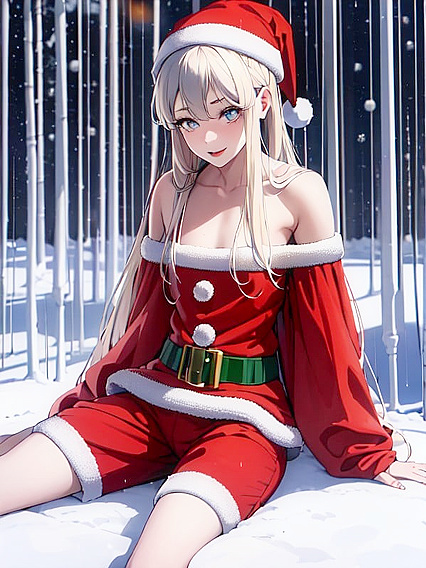 Pigtailed Cutie in Santa Outfit Teases with Naughty Holiday Fun
