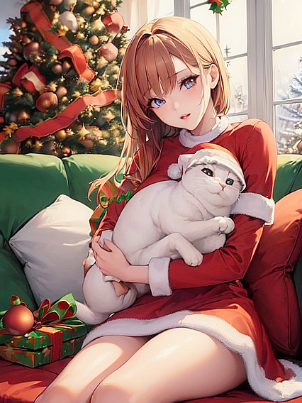 Girl 18+ Enjoying Festive Fun on the Sofa in Christmas hentai Bliss