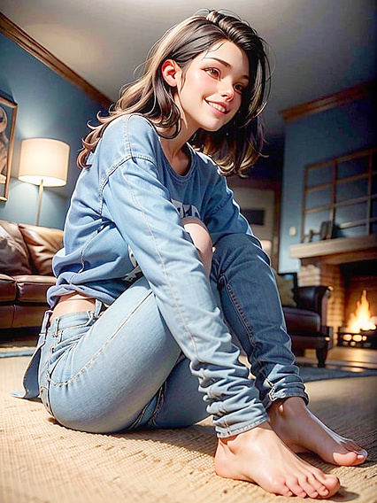 Feet Worship in the Living Room: Oversized T-Shirt Seduction Hentai Fantasy