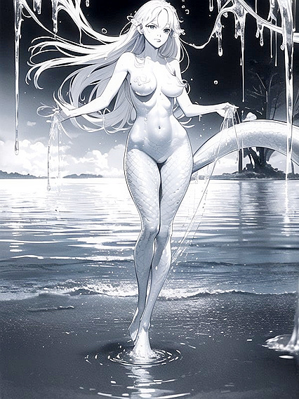 Immersed in Black & White: Hair Flowing Freely in Erotic Manga hentai