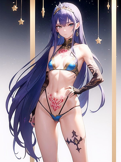 Skinny Girl 18+ in Vibrant Blue Uniform with Gold Trims and Angel Wings Hentai Pleasure