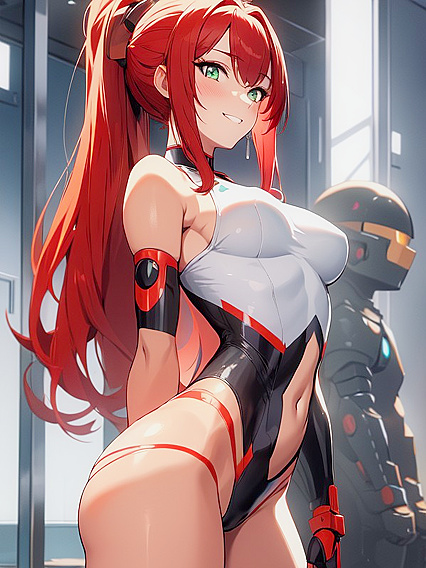 Sexy Ponytailed Beauty with Green Eyes Exploring Intense Hentai Pleasure