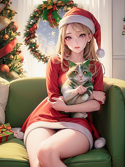 Sensual Christmas Masterpiece: Seductive Sit-On-Sofa Hentai Delights