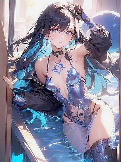 Skinny Knight in Vibrant Hair Color Takes On Erotic hentai Adventures