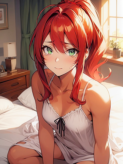 Red-Haired Beauty Cries Happily While Enjoying Small Breasted Hentai Ecstasy