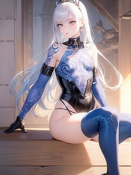 Female Knight in Blue Clothing with Rounded Breasts Enjoys Intense Hentai Pleasure
