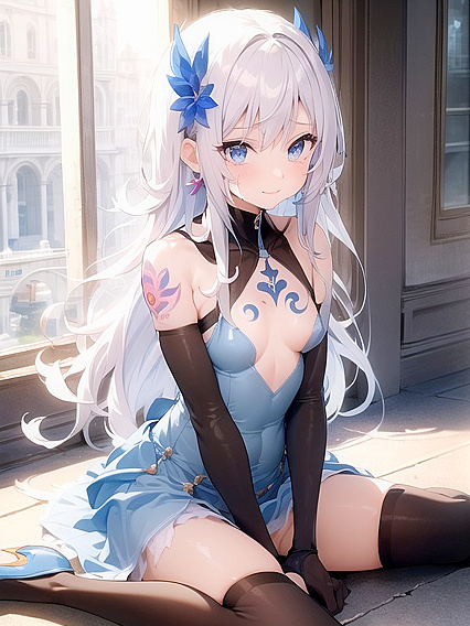 Vibrant Multi-Colored Hair Girl 18+ Lifts Her Skirt for Steamy Hentai Fun