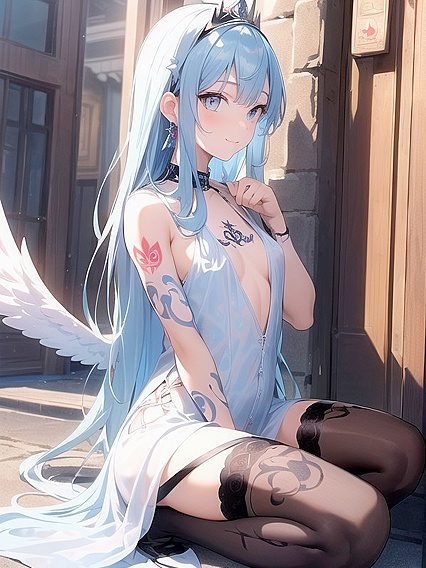 Diadem Adorned Beauty in Long Sleeves Enjoying Intense Hentai Pleasure